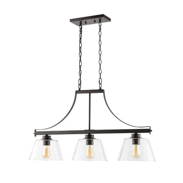 Jayden 36" Industrial Farmhouse Iron/Glass Linear LED Pendant - JONATHAN Y